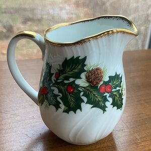 Festive Ceramic creamer fine bone China with Gold Accents